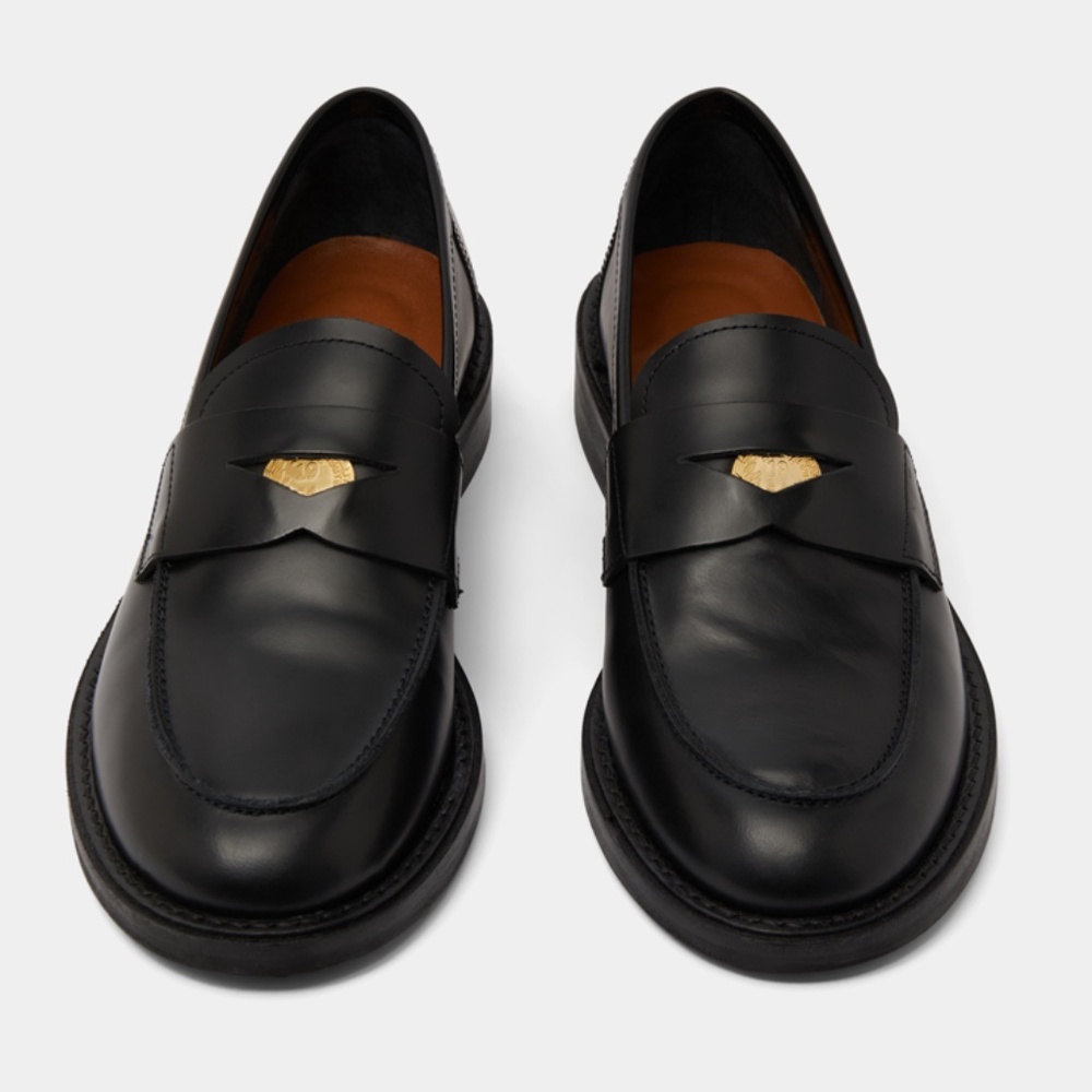 JONAK SQUARE-TOE LOAFERS WITH GOLD DETAILING